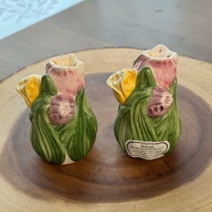 Set of Spring Tulip Salt and Pepper Shakers by Fitz and Floyd for Omnibus 1990s